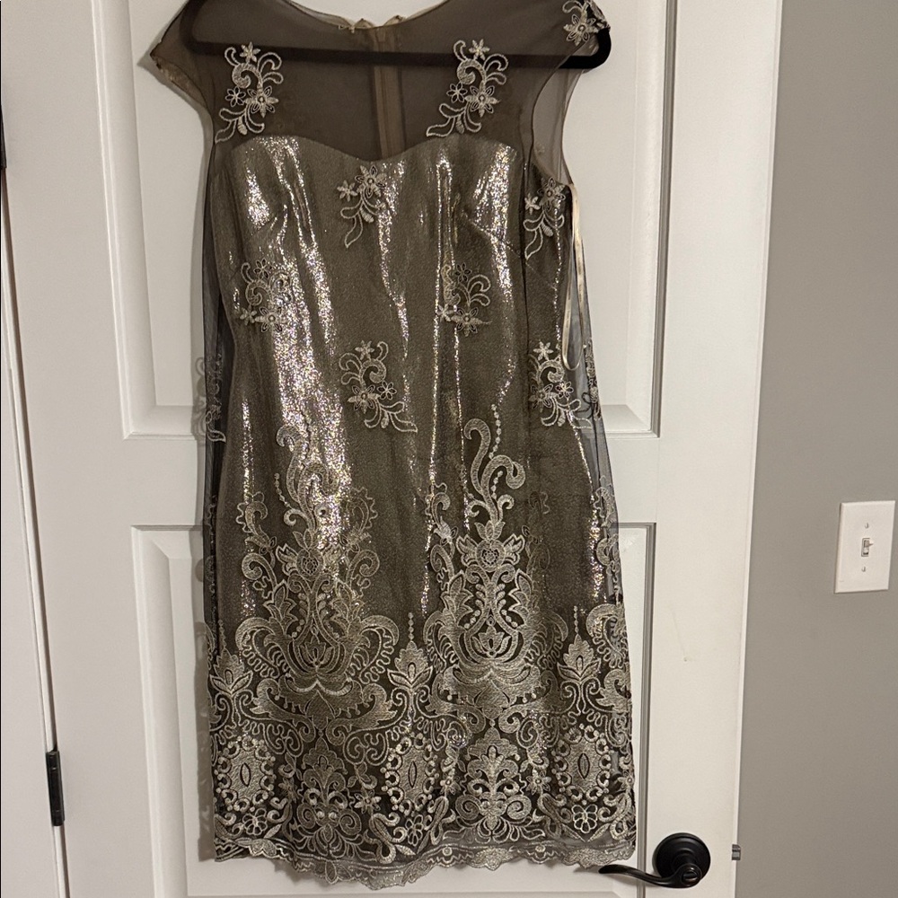 Chic Black and gold Embellished Mini Dress